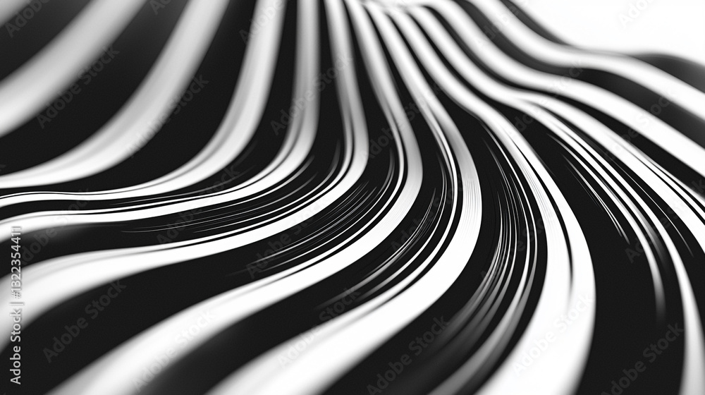 Poster abstract black and white swirling lines dynamic background design art wave curve style motion vector