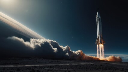 Naklejka premium From Earth to space, the rocket’s impressive journey into the stars