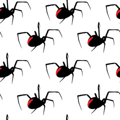 Black widow spider pattern. Vector graphics for print, black silhouette, arachnophobia, poison