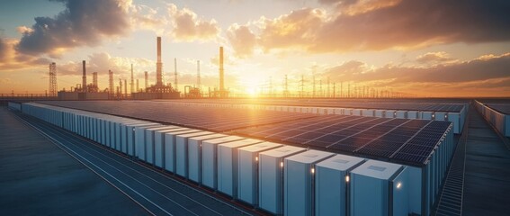 A facility for storing batteries that demonstrates cutting-edge energy storage technologies for renewable energy