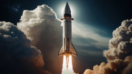 Rising above the clouds, the spacecraft’s impressive departure into space