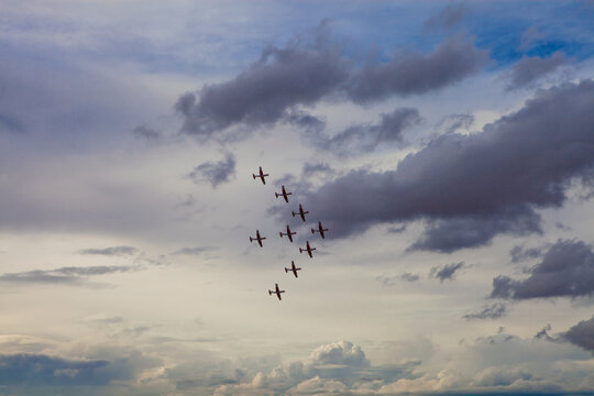 Aerobatic Formation in Dramatic Sky at Torrejon Air Base