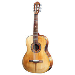 Fototapeta premium Watercolor Acoustic Guitar Musical Instrument Classic Six String Wooden Body Stringed isolated on transparent background