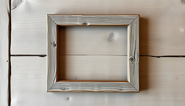 mockup of unique picture frame made of old weathered wood, professional photography. White tone