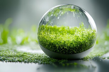 An enlarged view of a green cell against a dark setting