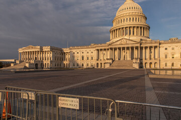Capitol building under sunrise light