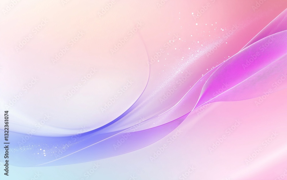 Poster an abstract background featuring soft pink and purple waves with gradients and sparkles. ideal for d