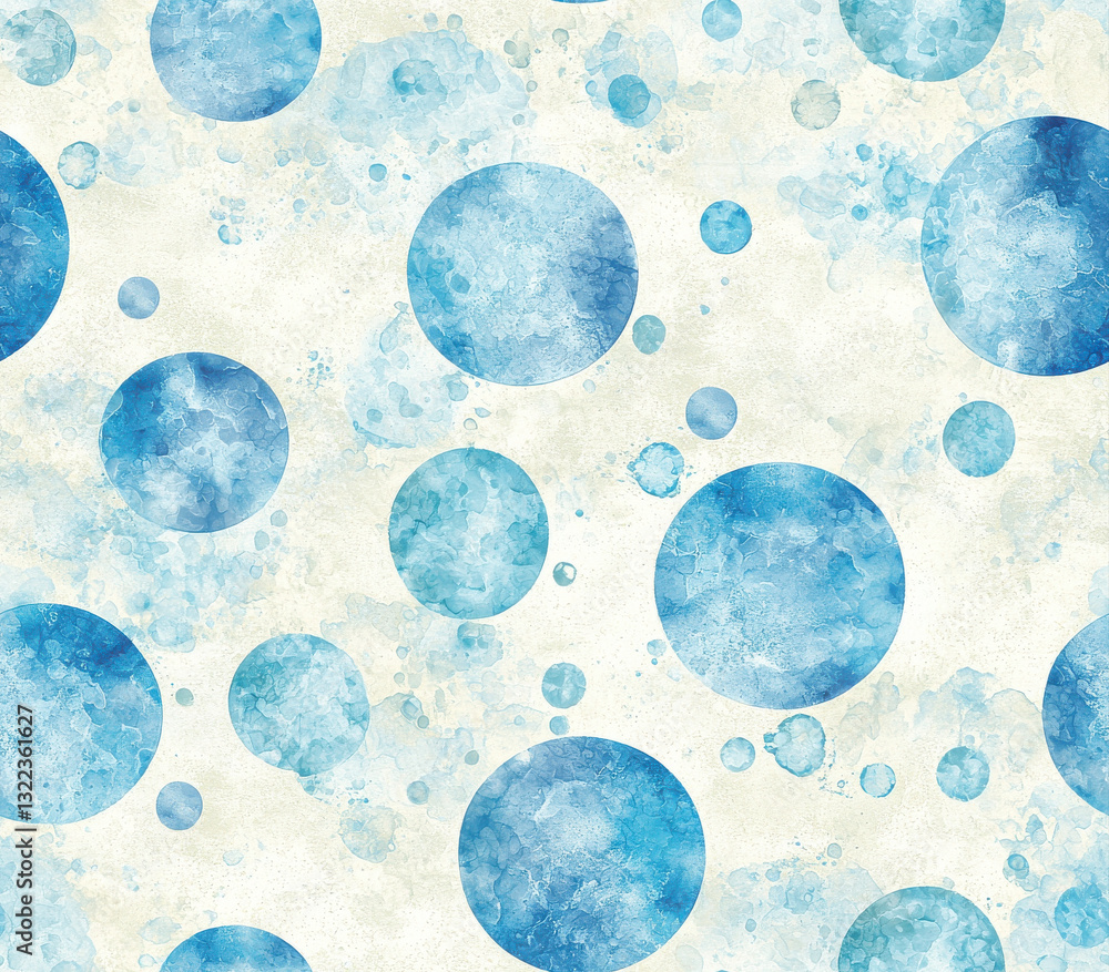 Poster subtle bubbles and ripples in shades of aqua create calming pattern, seamless pattern style.