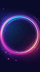 Obraz premium An abstract circular frame illuminated with vibrant colors on a dark background. Concept of modern design and digital art.