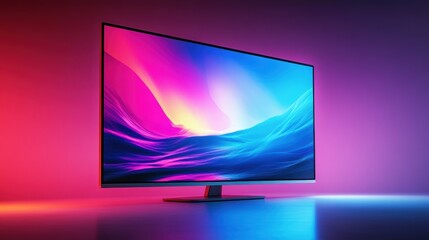 A sleek, white 4K flat-screen LCD or OLED TV, its vibrant colors pulsating like a heartbeat, stands poised to display captivating content. A pristine white HD monitor, its blank surface ready to