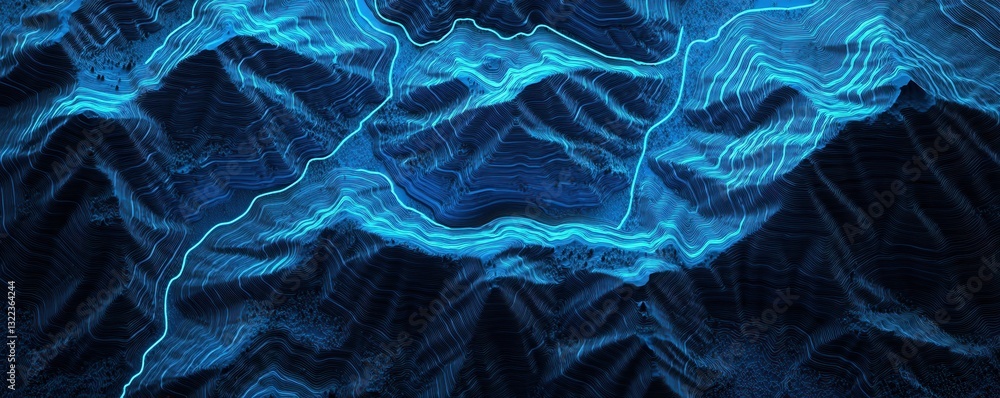 Poster topographic map background concept. topo contour map. rendering abstract illustration. valleys and m