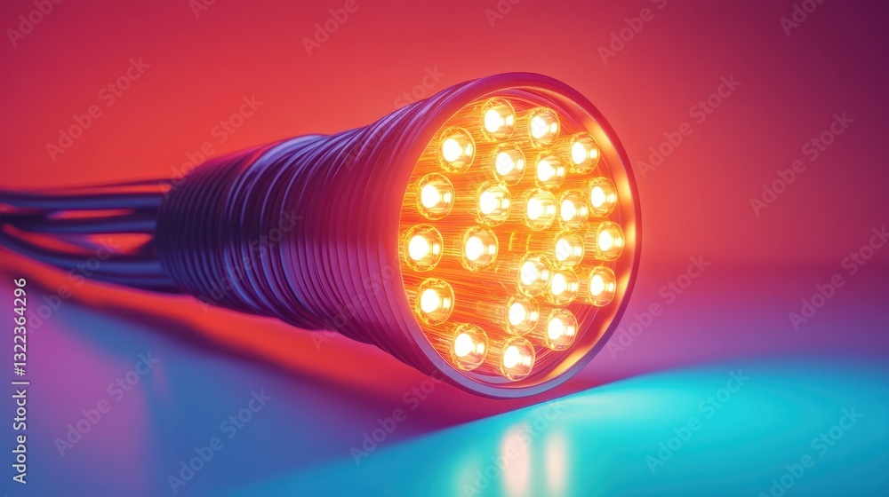 Poster close-up of illuminated led bulb with multiple lights.