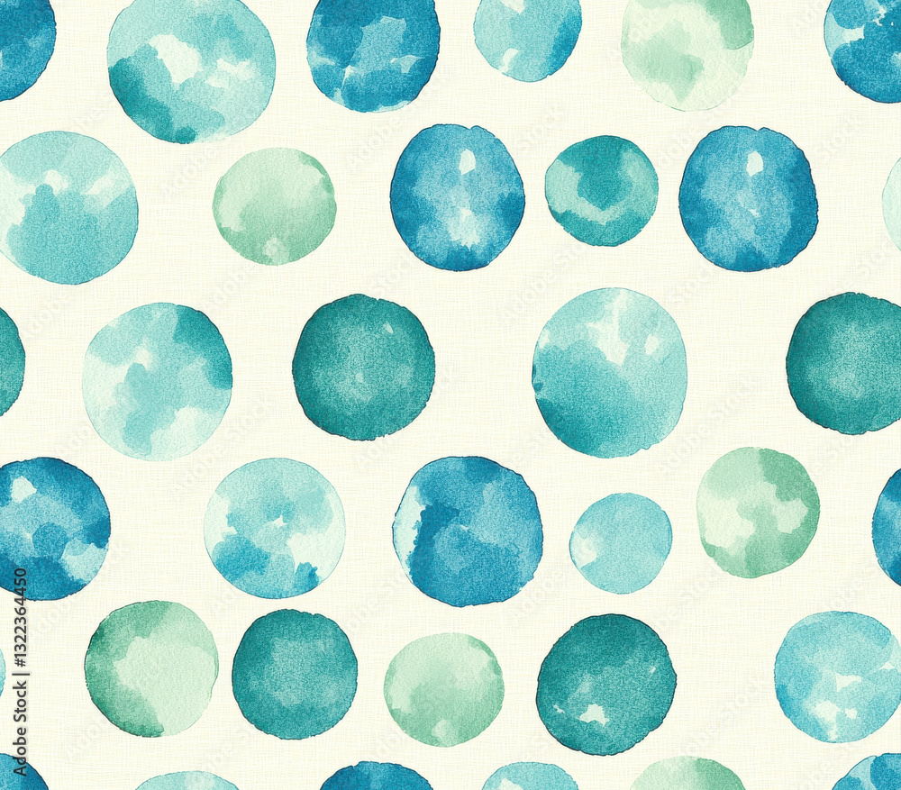 Poster subtle bubbles and ripples in shades of aqua and teal create calming pattern, seamless pattern style