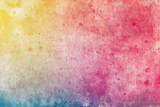 Vibrant watercolor texture background with rainbow hues and grunge style red art hued pink blue image