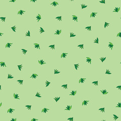 Ditsy Leaves as Blenders in Bright Summer Green Scattered on Pastel Mint Green background creating a seamless pattern print background