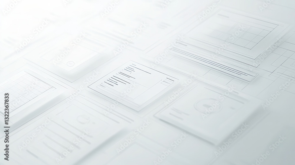 Poster Sleek wireframe design background ideal for branding digital resources with transparent elements and grid lines