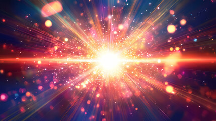 Naklejka premium Glimmering overlays: shine with brilliant sun effects, glare phenomena, and radiant light visuals. chimeric - beast. illustration. Vivid Glare. Illustration