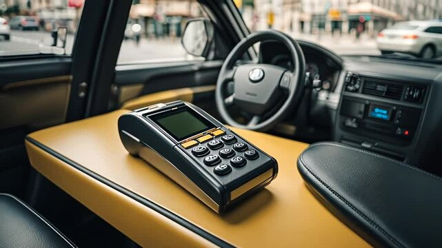 Dataphone in a taxi.