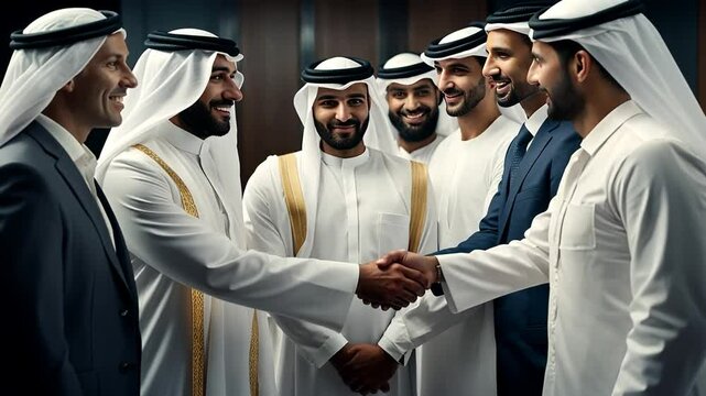Business meeting of Arab sheikhs.