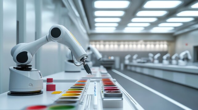 Robotic Arm Painting: Precise Color Mixing in Futuristic Factory