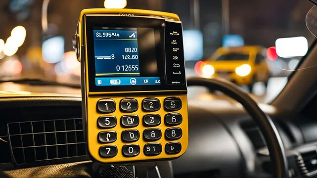 Dataphone in a taxi.