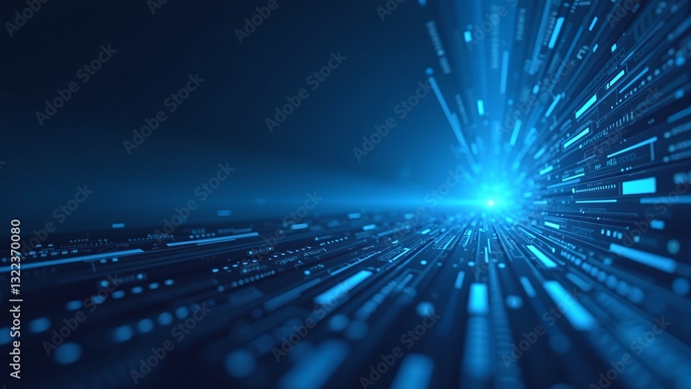 Aufkleber futuristic abstract data stream with blue light rays and particles