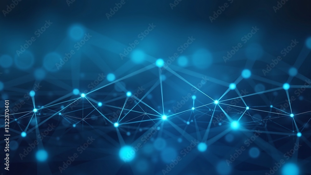 Poster abstract blue technology background with connected network nodes