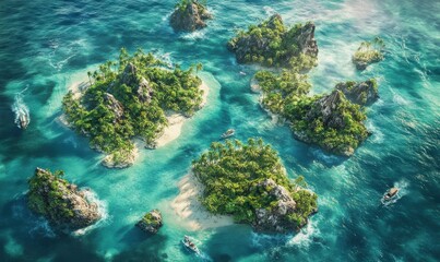 Fototapeta premium Aerial View of Lush Islands in a Tropical Paradise