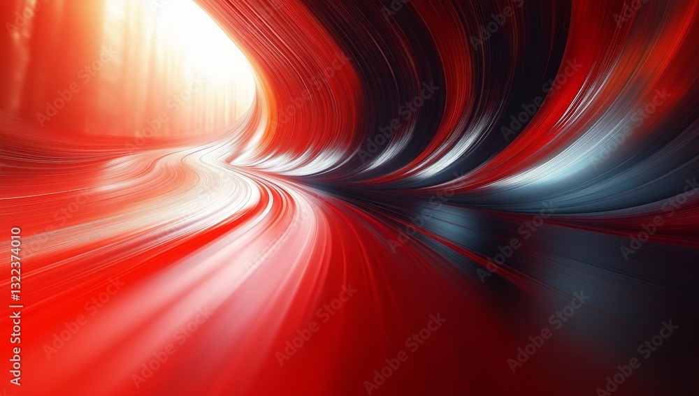 Aufkleber abstract red tunnel with light and motion. generative ai