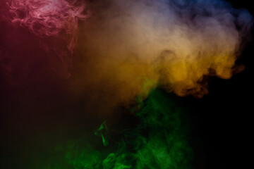 Blue and yellow steam on a black background.