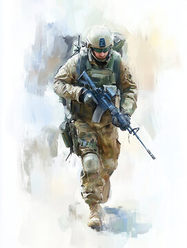 Soldat un fusil &agrave; la main, illustration