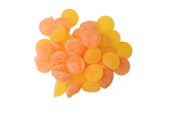 Bright citrus lollipops isolated on a white background.
