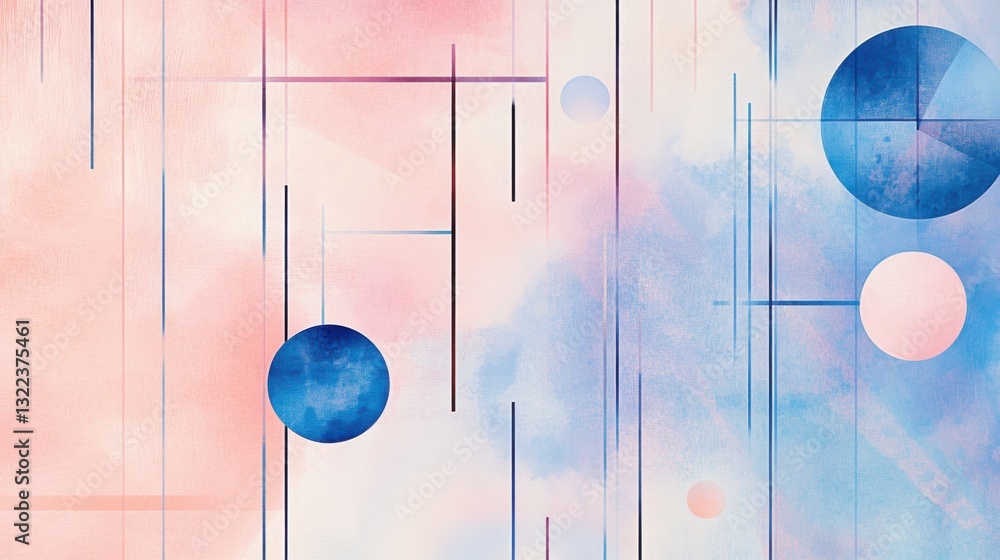 Poster vector flat pastel color background with a geometric pattern and dots for presentation, banner, or c