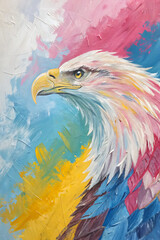Fototapeta premium abstract colorful eagle painting, vivid bird art, textured canvas.