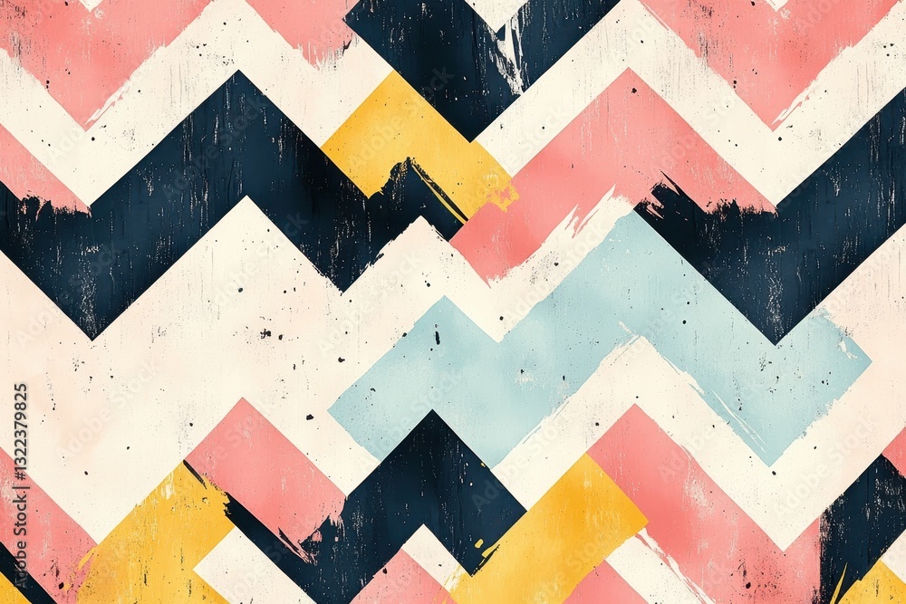 Leinwandbilder colorful zigzag pattern with bold strokes and varying colors creating a modern artistic texture suit