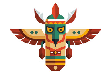 Colorful Native American Indian Totem Vector Illustration