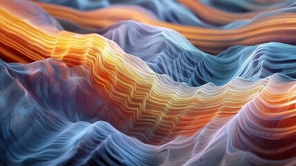 Fototapeta premium Abstract depiction of seismic waves showcasing flowing layers interwoven geometric patterns for underground motion