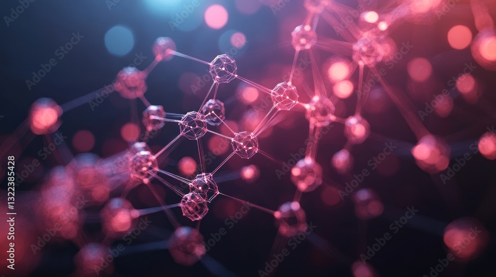 Aufkleber abstract network connection, glowing nodes and lines.