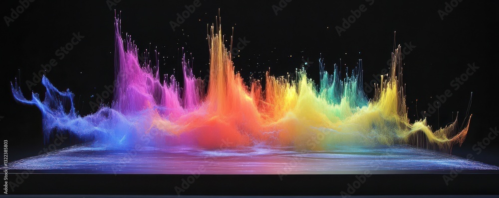 Poster vibrant interaction of colorful sound waves a stunning visualization of wave propagation