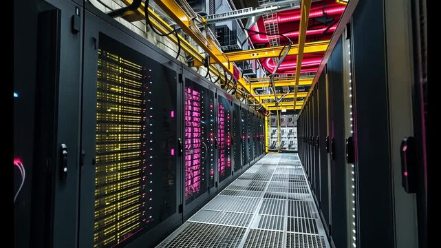 Datenserver mit leuchtenden Rechenzentren