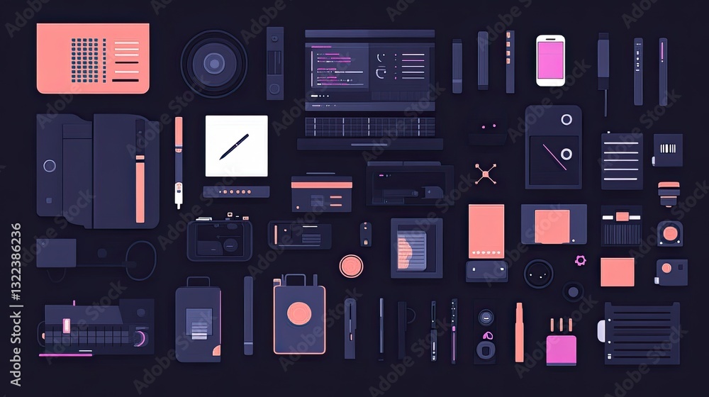 Poster flat design elements for uiux a comprehensive collection of modern clean and professional graphics i