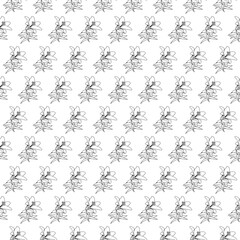 Lily flowers in doodle style. Seamless pattern. Vector illustration.