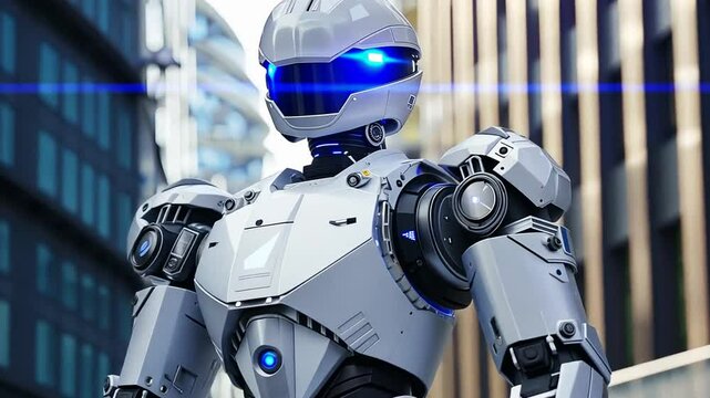 Roboter in futuristischer urbaner Umgebung