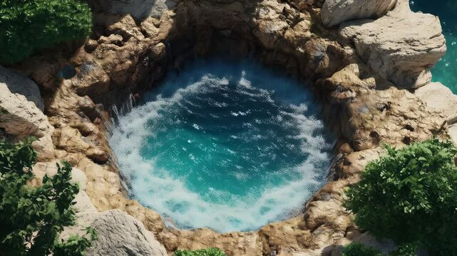 Aerial View of a Stunning Turquoise Cenote