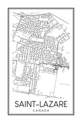 Obraz premium Hand drawn printable downtown road map poster of the Canadian city of SAINT-LAZARE on solid white background with city name