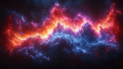 Obraz premium Cosmic nebula swirling in vibrant colors. Vast space panorama. Possible use Science education, background, abstract art