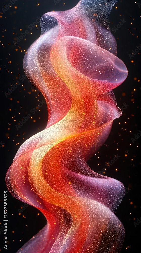 Poster abstract swirling shapes in vibrant colors create a mesmerizing visual effect against a dark backdro
