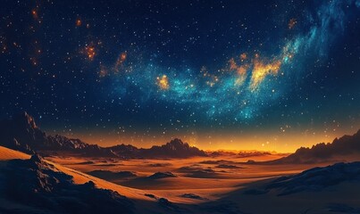 Fototapeta premium Milky Way glowing over a vast desert landscape