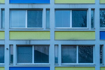 Old communist apartment building, Typical Slovak housing estate of the 1960s and 1970s without balcony