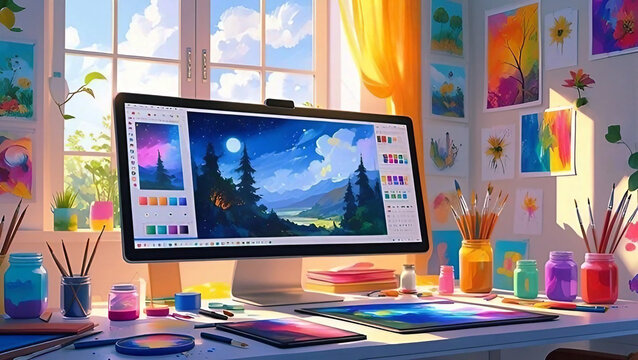Computer for coding script or cyber security in office and working in website a software, coding technology, Programming code abstract technology background